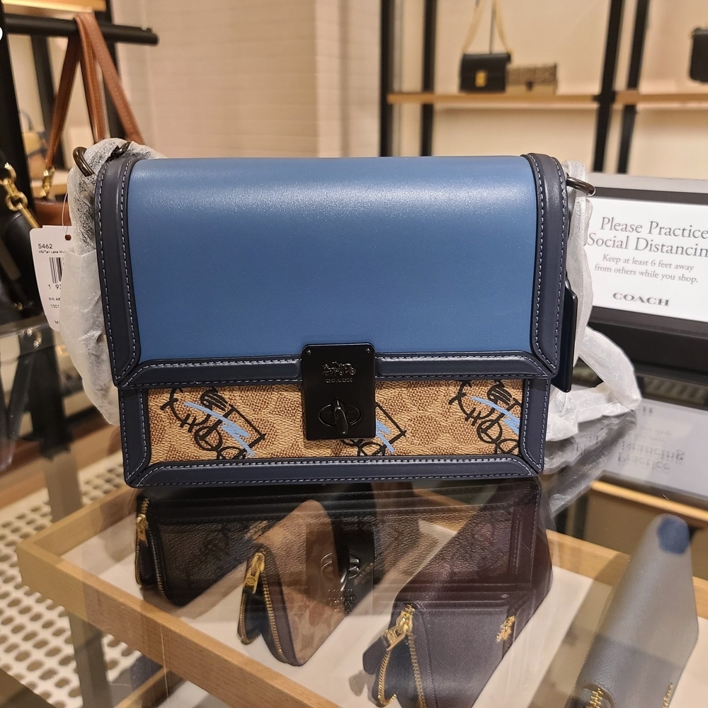 Coach Hutton Blue and Tan Shoulder Bag Limited Edition
